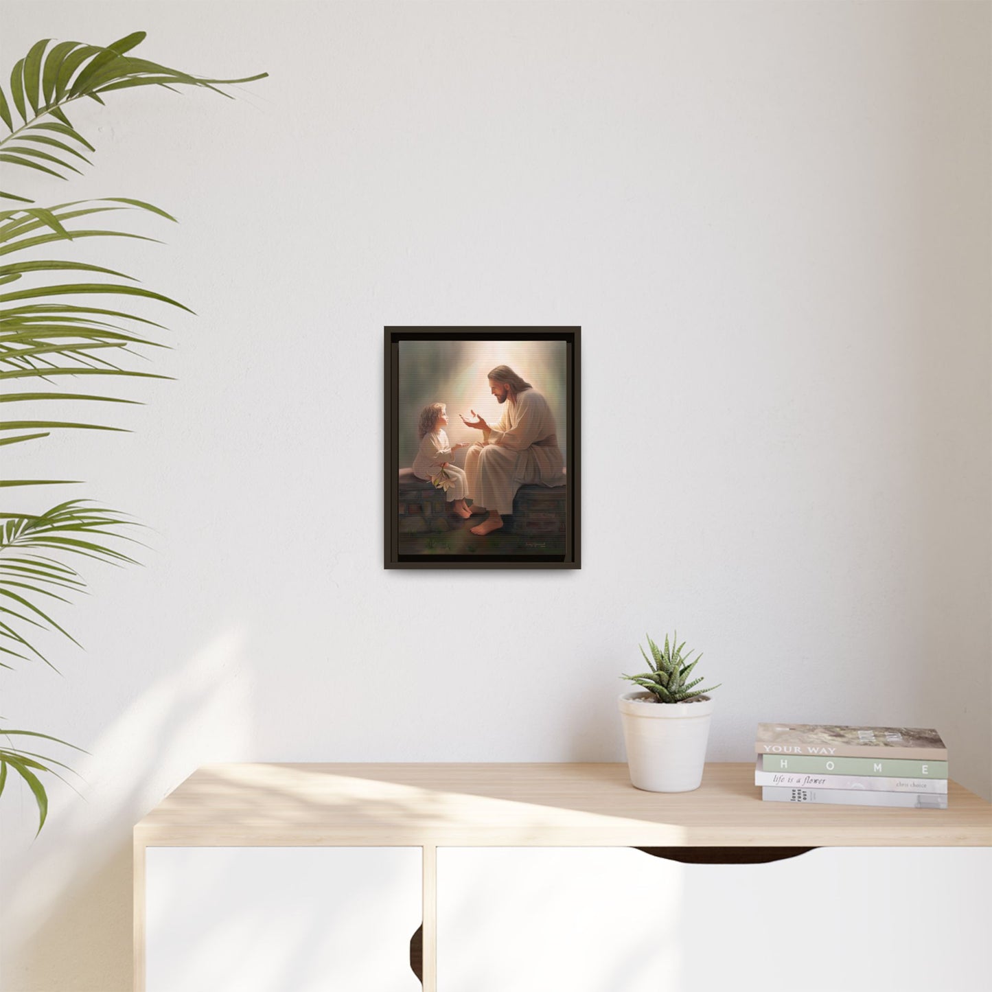 We are His Children, Fine Art Framed Canvas Print, Picture of Jesus, Jesus with a Child, Christian Gift, Christian Art, Jesus Christ Art with Child