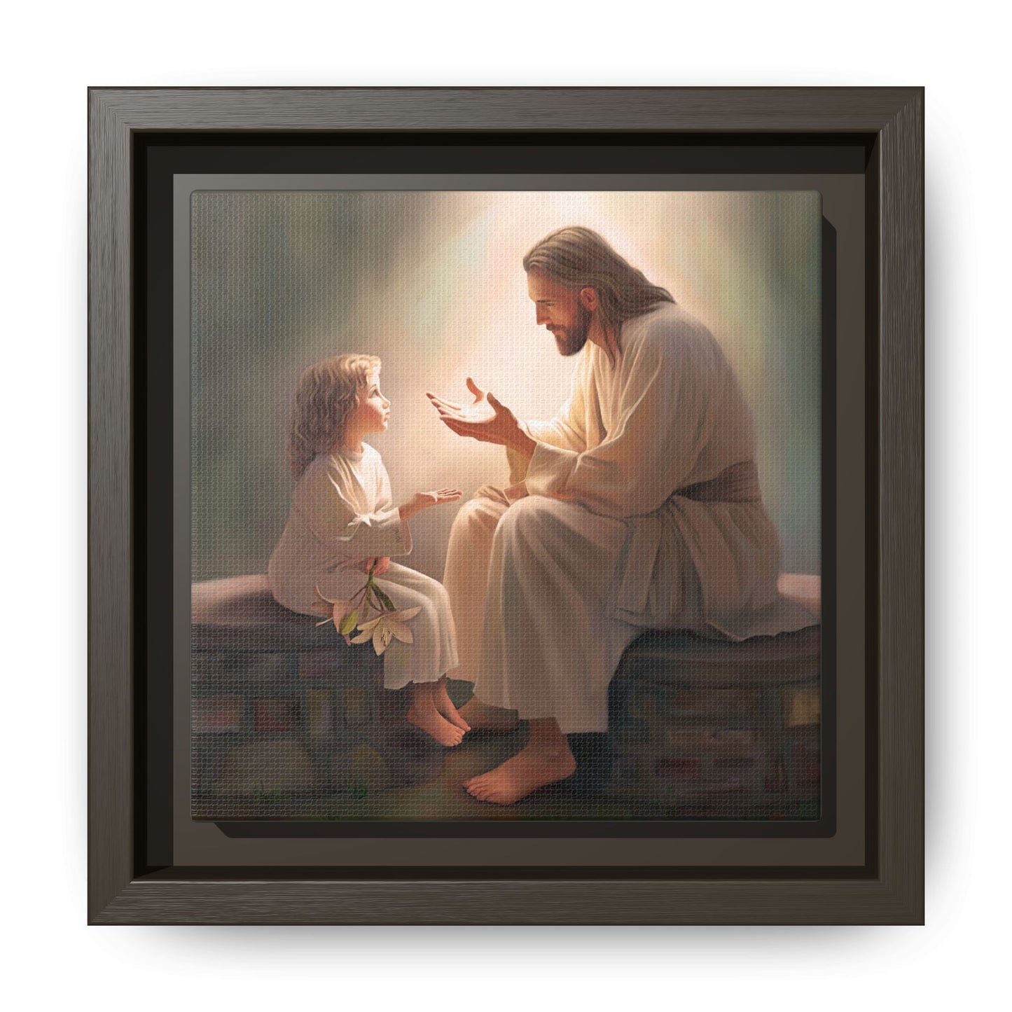 You Are The Light Fine Art Canvas Print, Framed, Picture of Jesus, Christian Gift, Christian Art, Jesus Christ Art with Child, Framed
