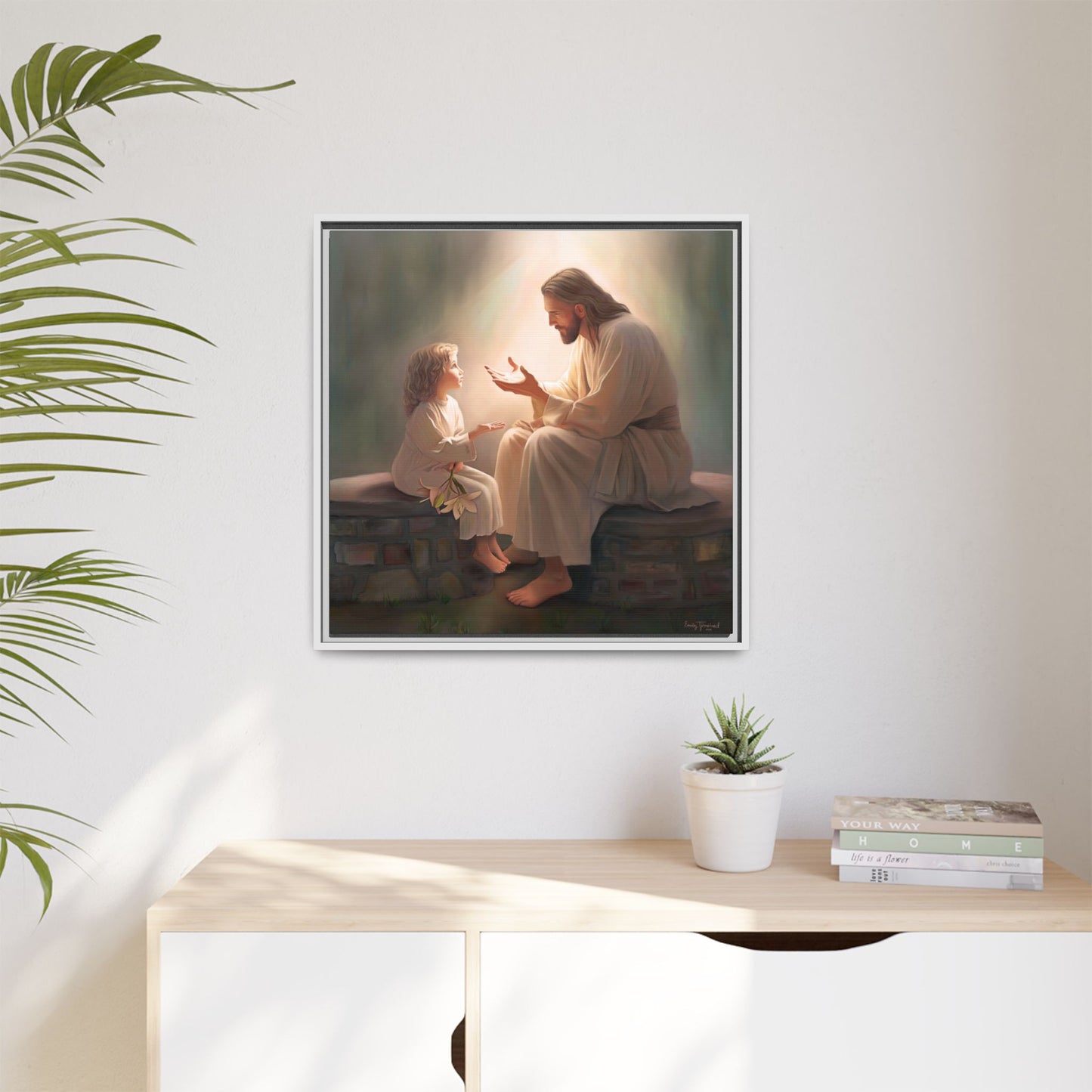 You Are The Light Fine Art Canvas Print, Framed, Picture of Jesus, Christian Gift, Christian Art, Jesus Christ Art with Child, Framed