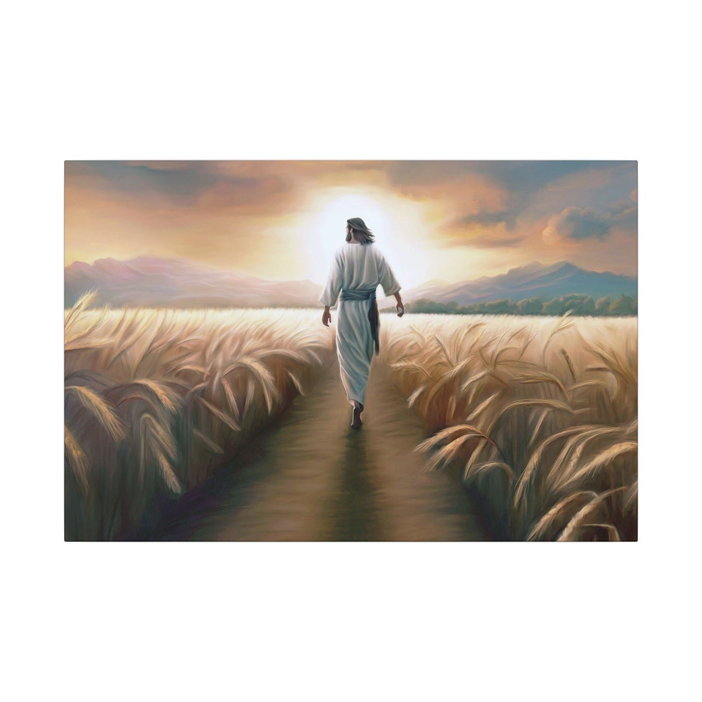 Called To Serve, Fine Art Canvas Print, Missionary Gift, many sizes, Jesus Christ walking through a wheat field, Christian Art