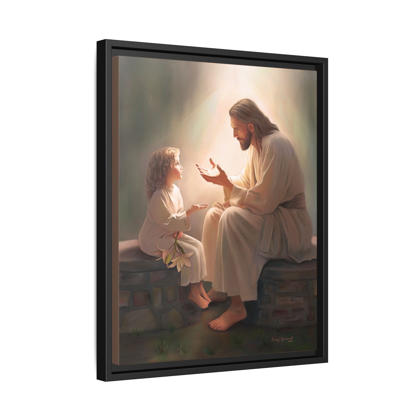 We are His Children, Fine Art Framed Canvas Print, Picture of Jesus, Jesus with a Child, Christian Gift, Christian Art, Jesus Christ Art with Child
