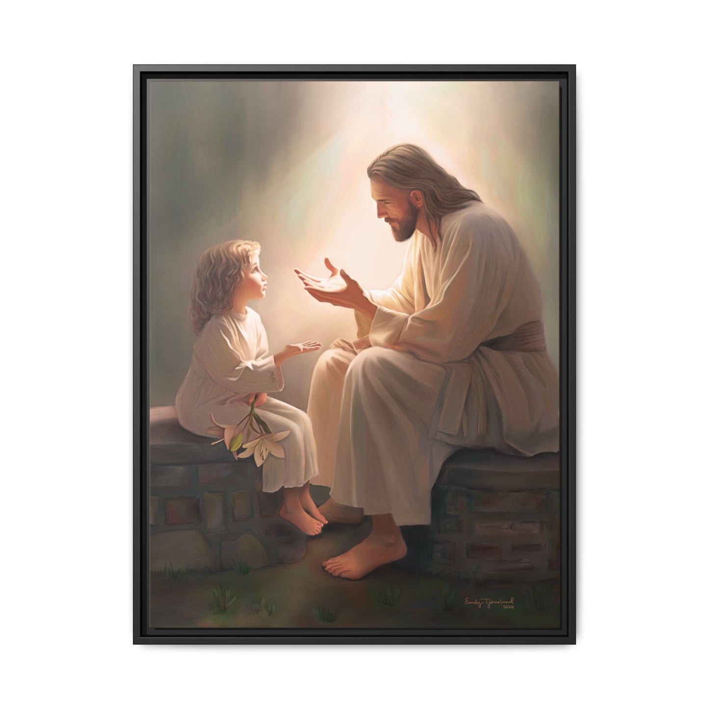 We are His Children, Fine Art Framed Canvas Print, Picture of Jesus, Jesus with a Child, Christian Gift, Christian Art, Jesus Christ Art with Child