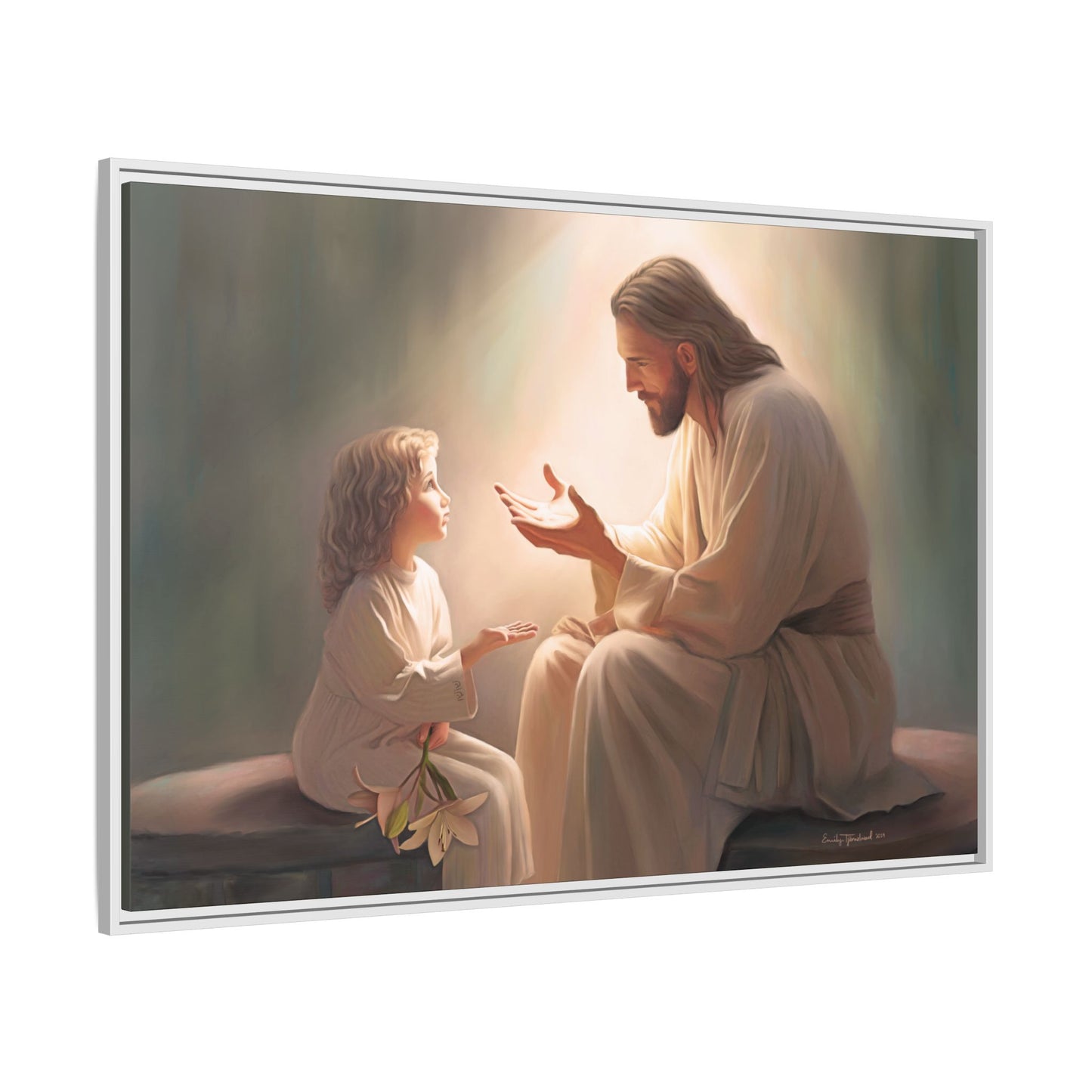You Are The Light Fine Art Canvas Print, Framed, Picture of Jesus, Christian Gift, Christian Art, Jesus Christ Art with Child, Framed