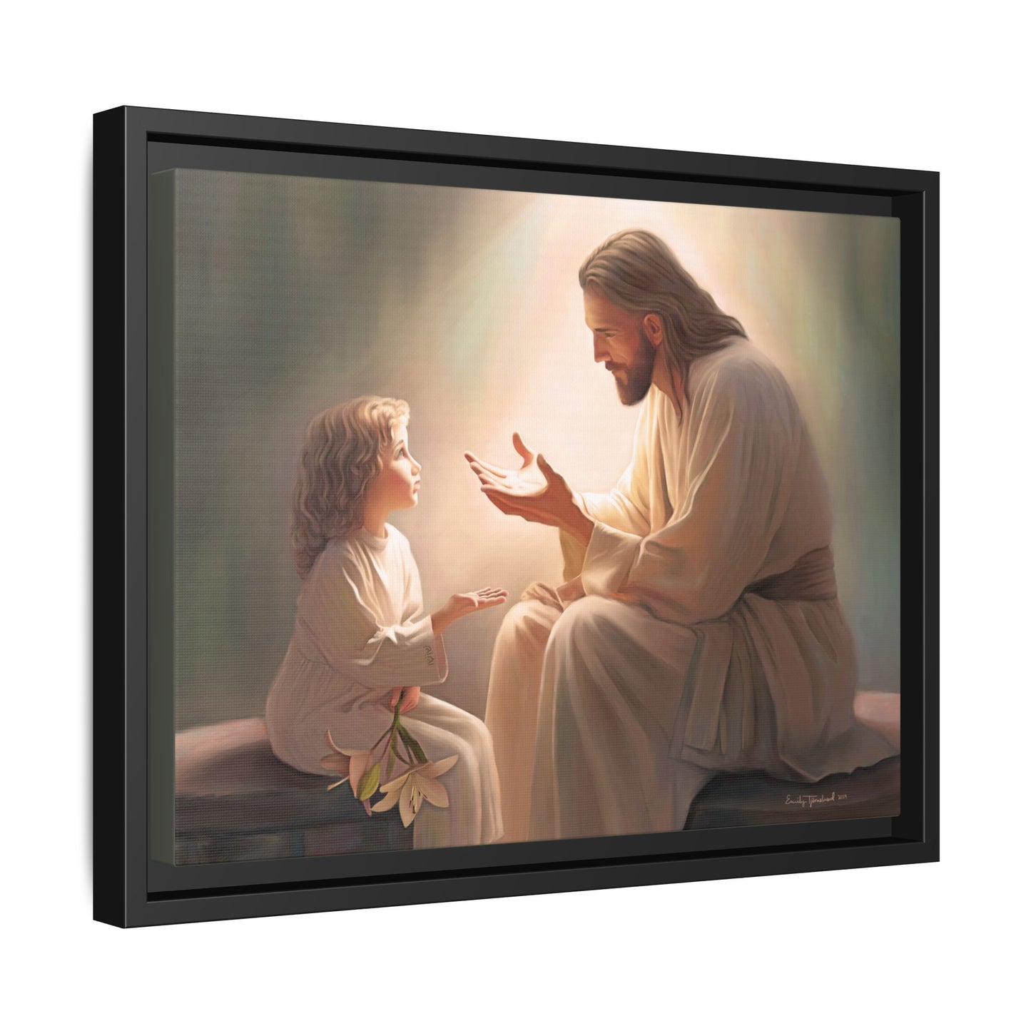 You Are The Light Fine Art Canvas Print, Framed, Picture of Jesus, Christian Gift, Christian Art, Jesus Christ Art with Child, Framed