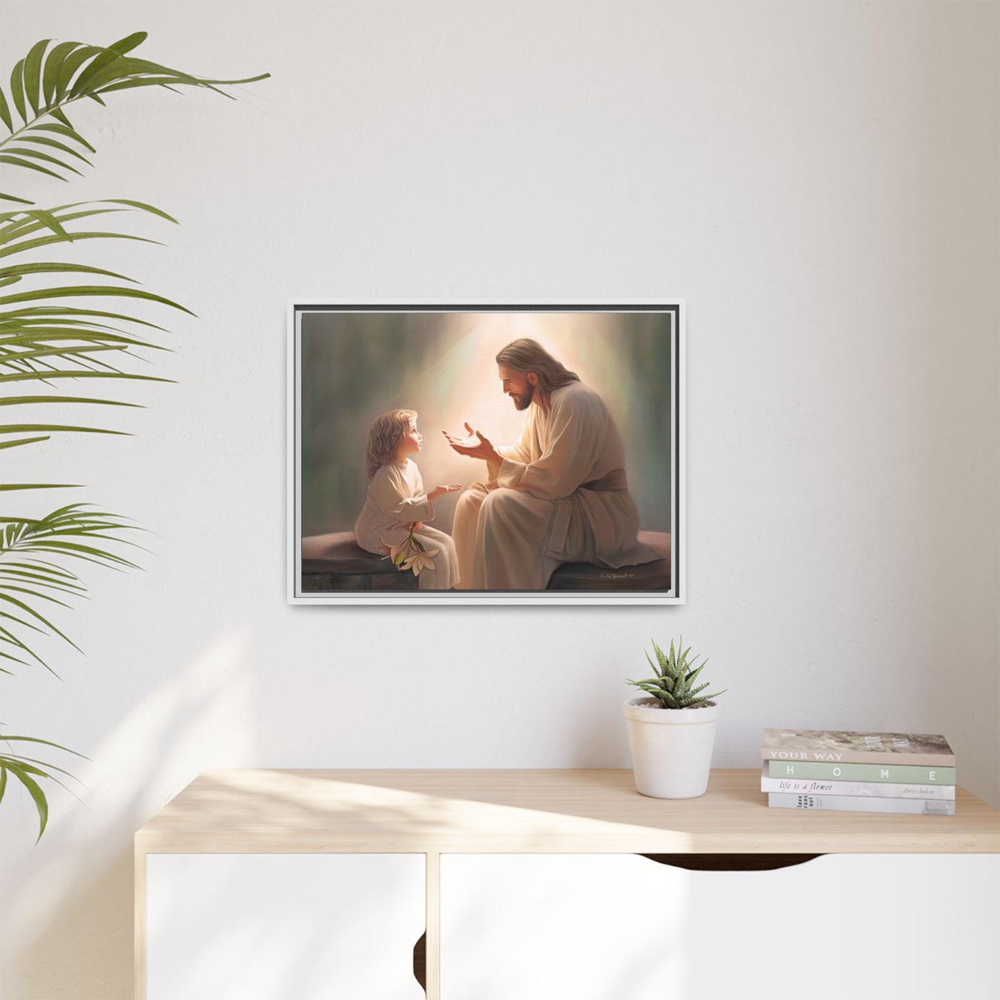 We are His Children, Fine Art Framed Canvas Print, Picture of Jesus, Jesus with a Child, Christian Gift, Christian Art, Jesus Christ Art with Child