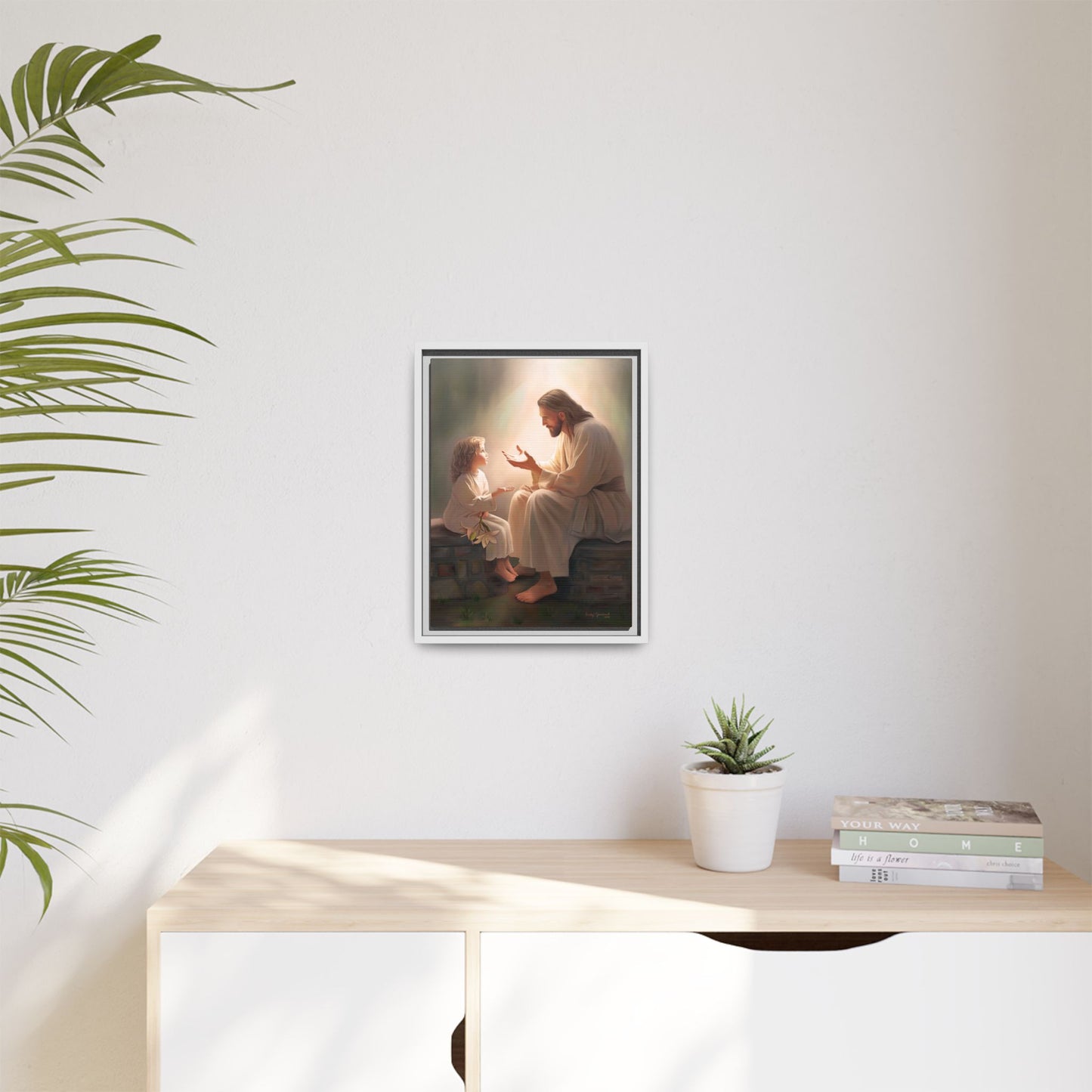 We are His Children, Fine Art Framed Canvas Print, Picture of Jesus, Jesus with a Child, Christian Gift, Christian Art, Jesus Christ Art with Child