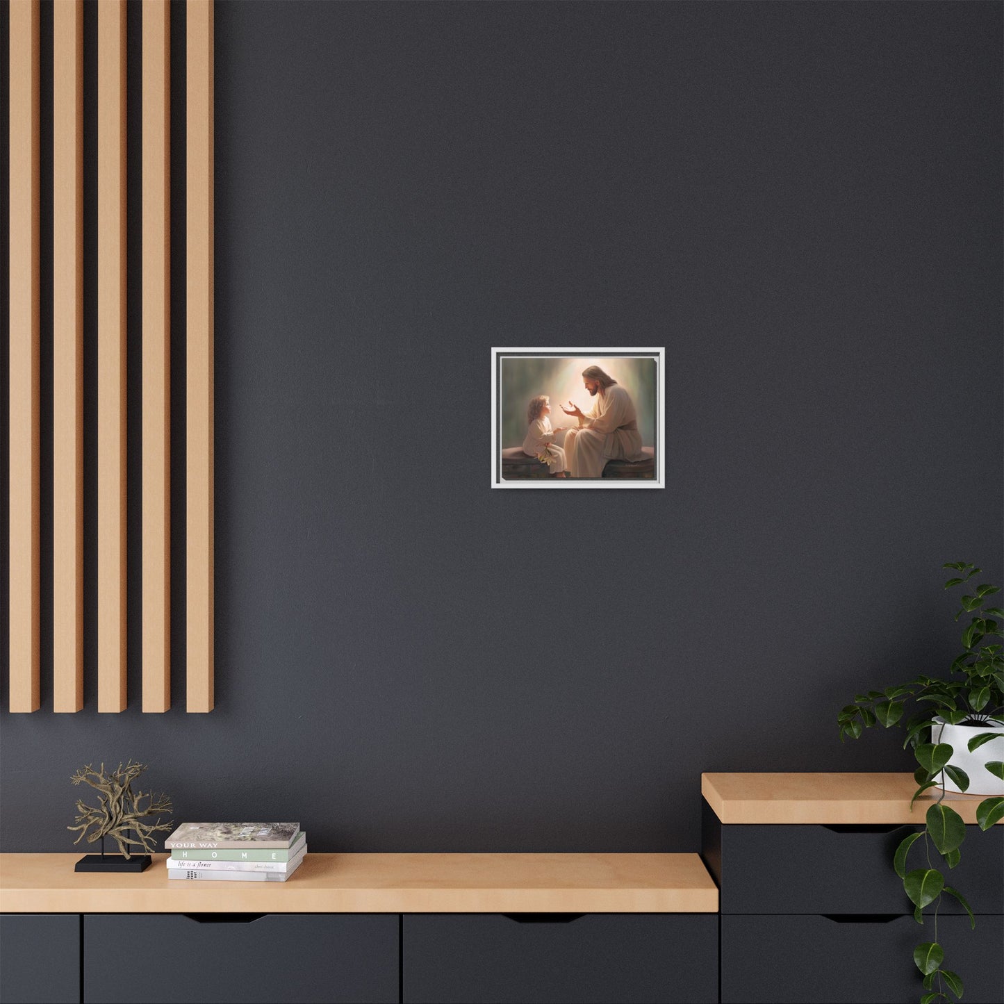 We are His Children, Fine Art Framed Canvas Print, Picture of Jesus, Jesus with a Child, Christian Gift, Christian Art, Jesus Christ Art with Child