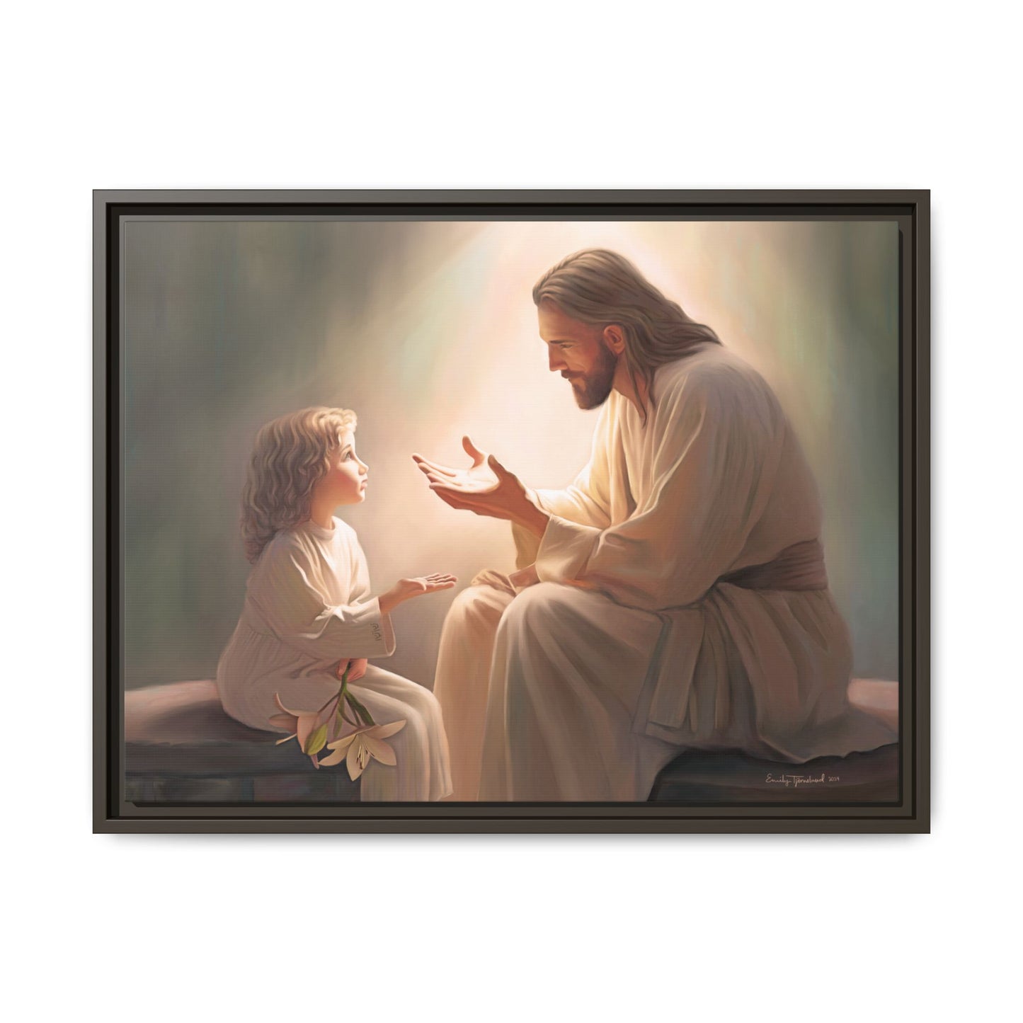 You Are The Light Fine Art Canvas Print, Framed, Picture of Jesus, Christian Gift, Christian Art, Jesus Christ Art with Child, Framed