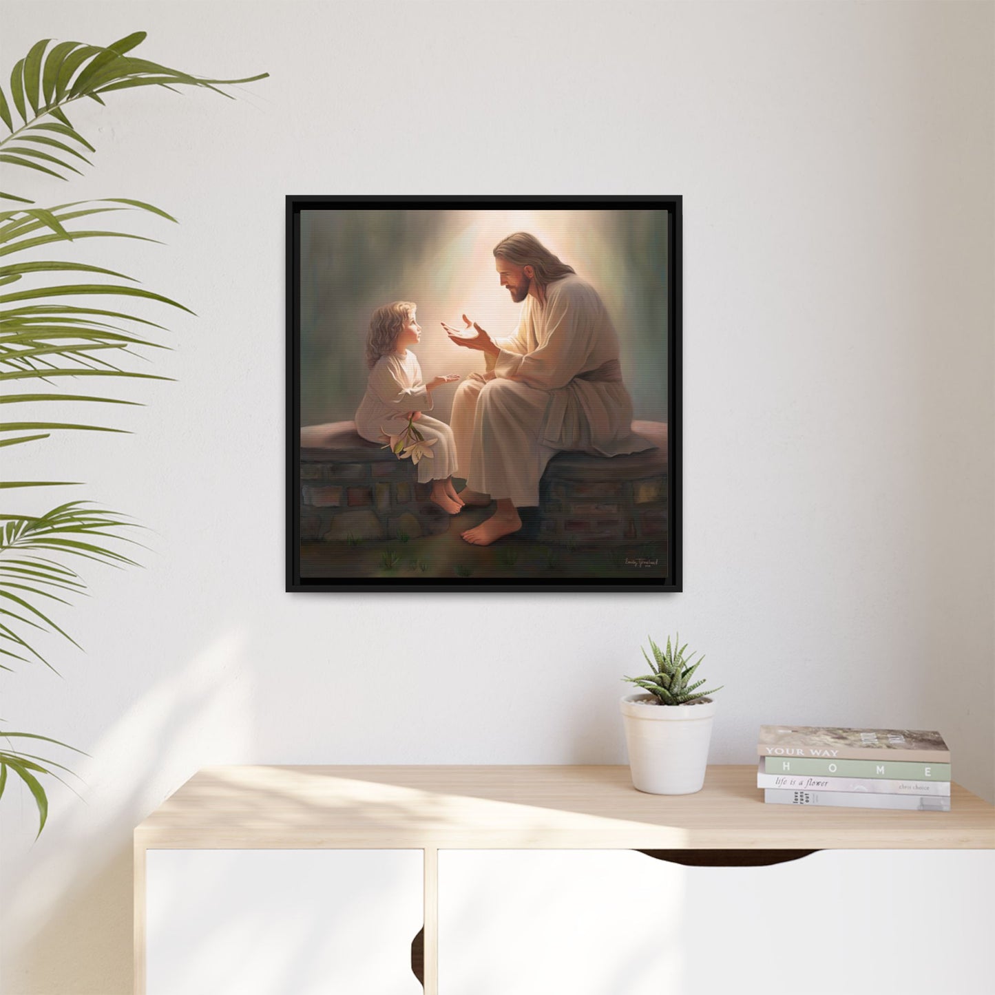 We are His Children, Fine Art Framed Canvas Print, Picture of Jesus, Jesus with a Child, Christian Gift, Christian Art, Jesus Christ Art with Child