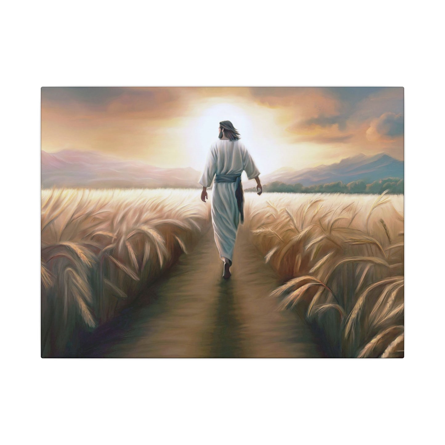 Called To Serve, Fine Art Canvas Print, Missionary Gift, many sizes, Jesus Christ walking through a wheat field, Christian Art