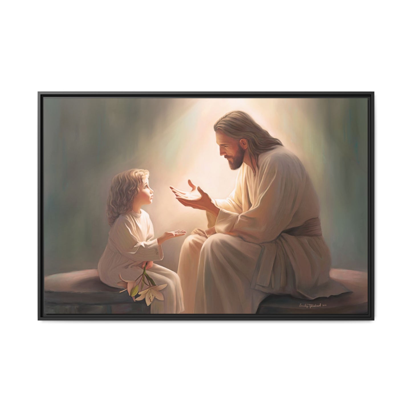 You Are The Light Fine Art Canvas Print, Framed, Picture of Jesus, Christian Gift, Christian Art, Jesus Christ Art with Child, Framed