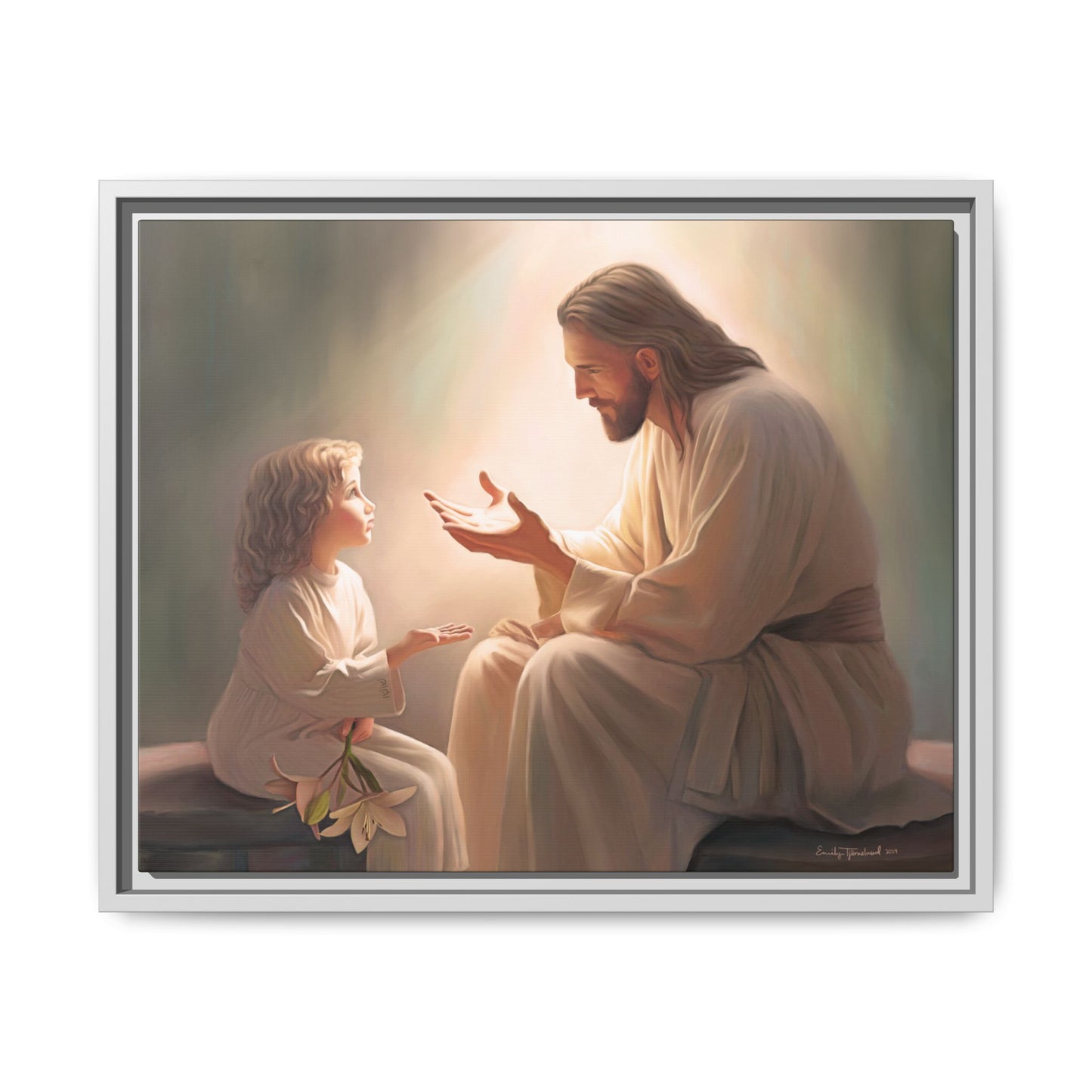 You Are The Light Fine Art Canvas Print, Framed, Picture of Jesus, Christian Gift, Christian Art, Jesus Christ Art with Child, Framed