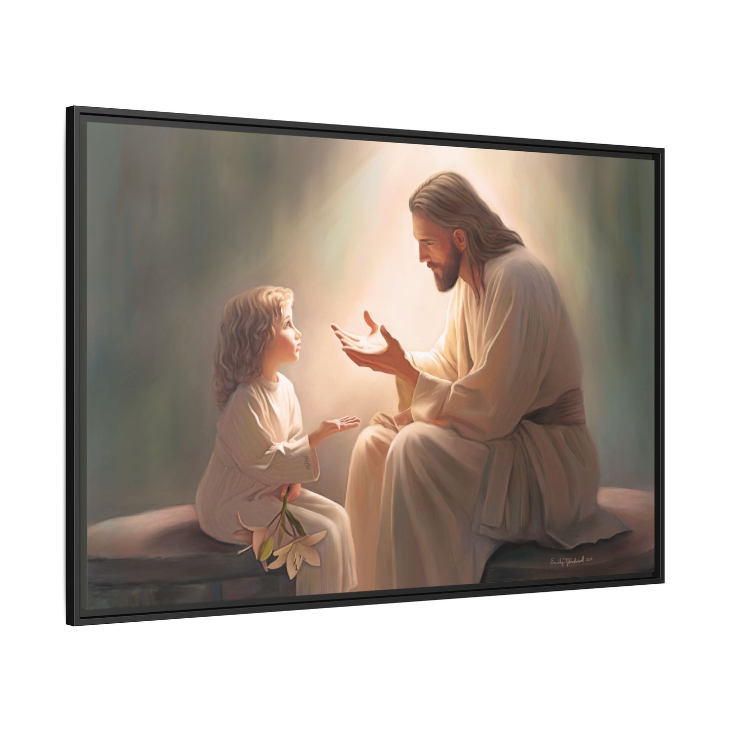 You Are The Light Fine Art Canvas Print, Framed, Picture of Jesus, Christian Gift, Christian Art, Jesus Christ Art with Child, Framed
