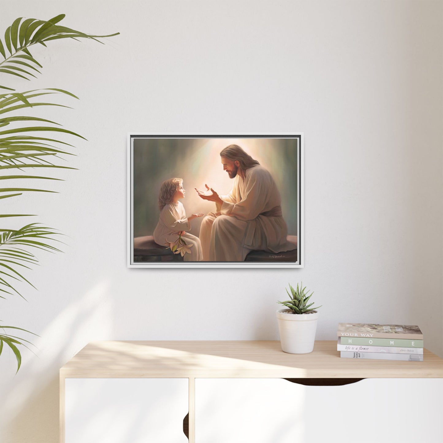 You Are The Light Fine Art Canvas Print, Framed, Picture of Jesus, Christian Gift, Christian Art, Jesus Christ Art with Child, Framed