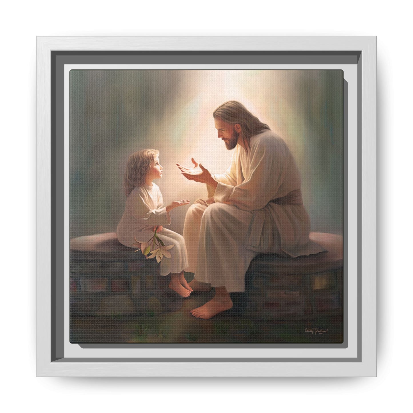 You Are The Light Fine Art Canvas Print, Framed, Picture of Jesus, Christian Gift, Christian Art, Jesus Christ Art with Child, Framed