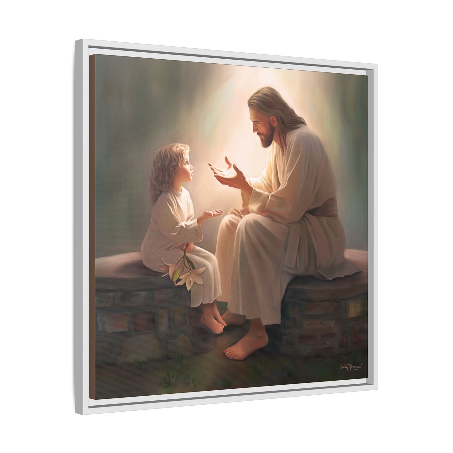 We are His Children, Fine Art Framed Canvas Print, Picture of Jesus, Jesus with a Child, Christian Gift, Christian Art, Jesus Christ Art with Child