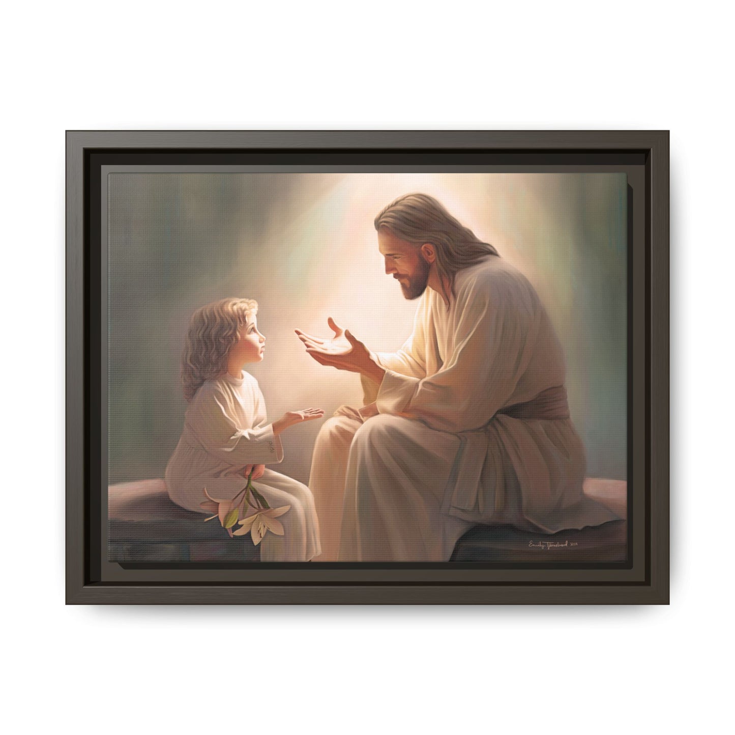 You Are The Light Fine Art Canvas Print, Framed, Picture of Jesus, Christian Gift, Christian Art, Jesus Christ Art with Child, Framed