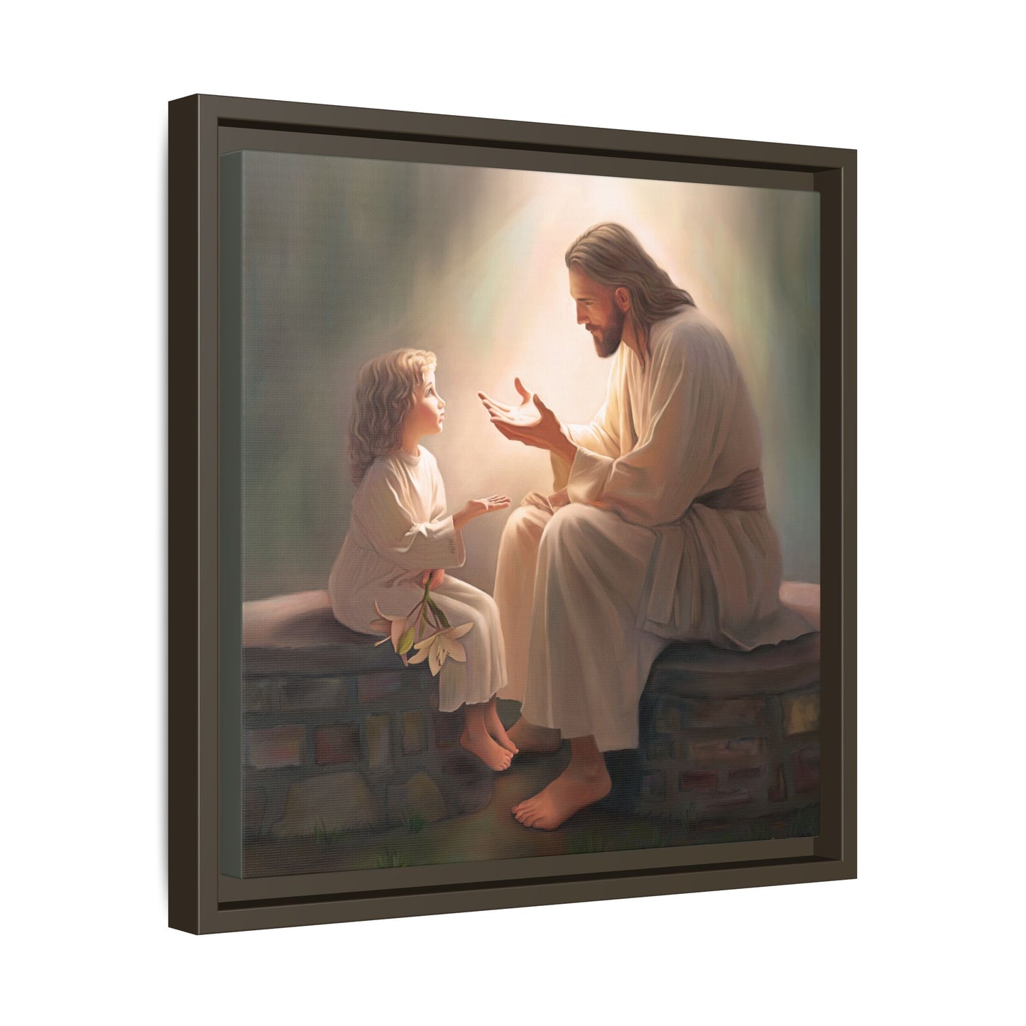 You Are The Light Fine Art Canvas Print, Framed, Picture of Jesus, Christian Gift, Christian Art, Jesus Christ Art with Child, Framed