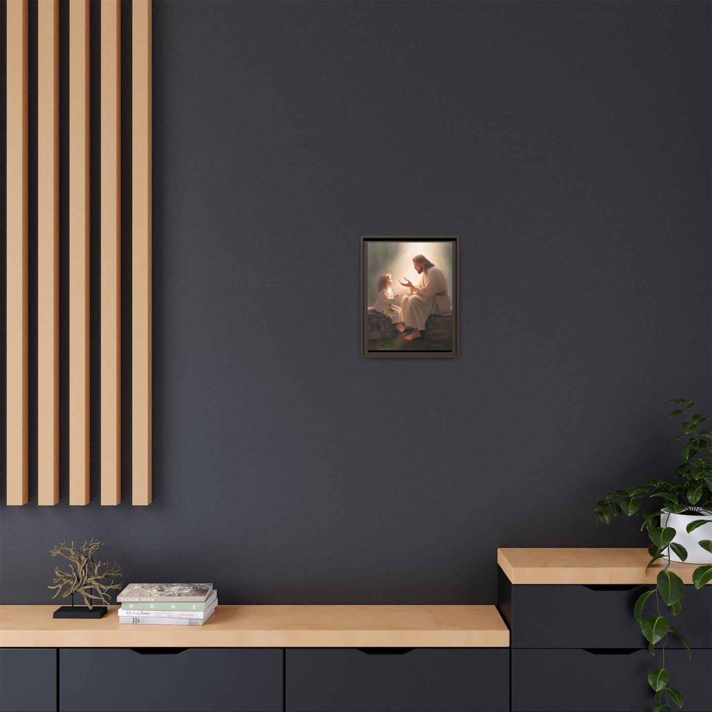 We are His Children, Fine Art Framed Canvas Print, Picture of Jesus, Jesus with a Child, Christian Gift, Christian Art, Jesus Christ Art with Child