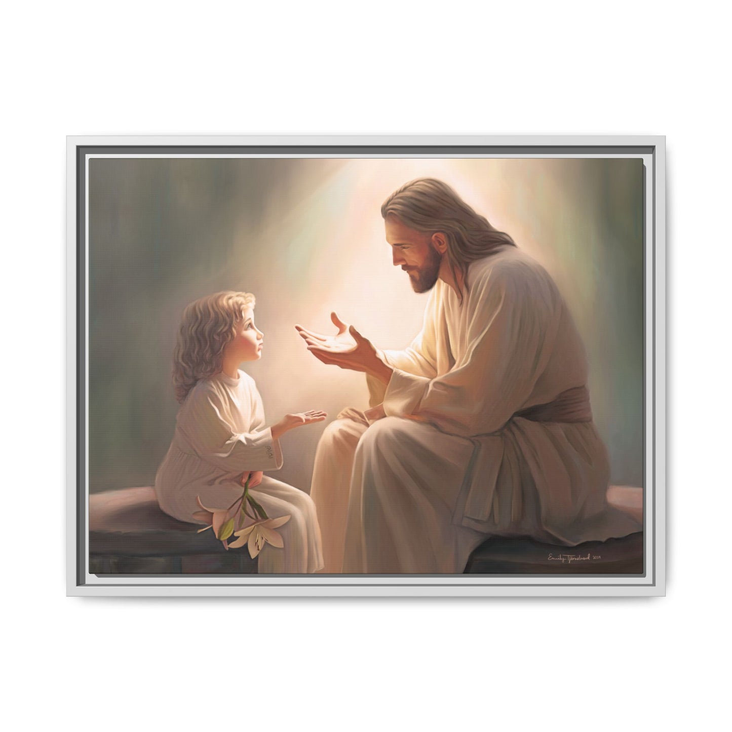 You Are The Light Fine Art Canvas Print, Framed, Picture of Jesus, Christian Gift, Christian Art, Jesus Christ Art with Child, Framed