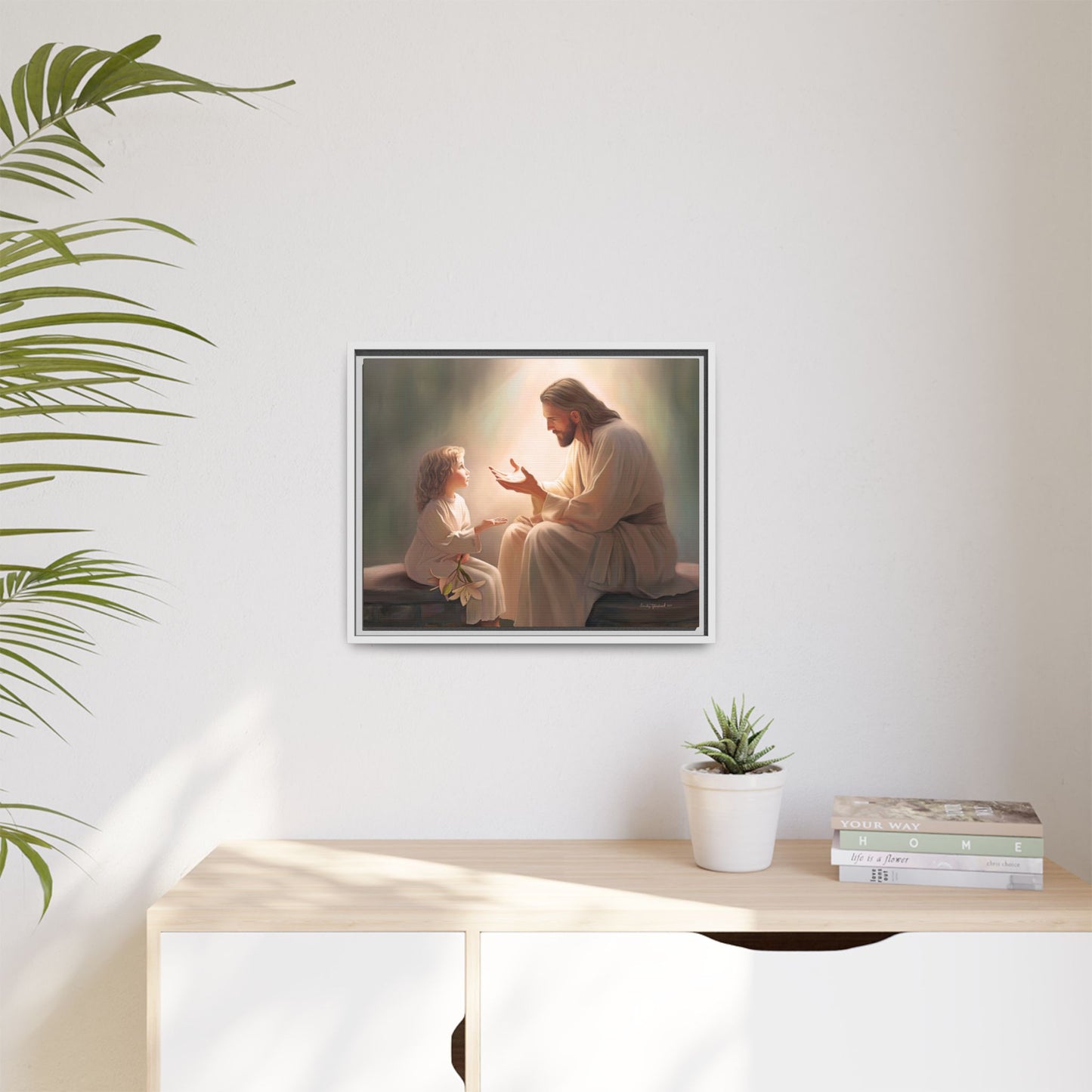 We are His Children, Fine Art Framed Canvas Print, Picture of Jesus, Jesus with a Child, Christian Gift, Christian Art, Jesus Christ Art with Child