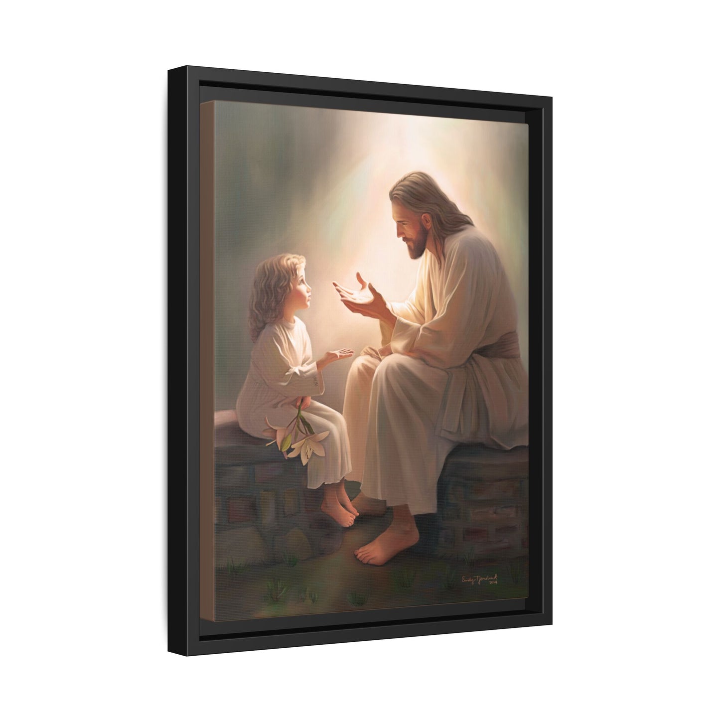 We are His Children, Fine Art Framed Canvas Print, Picture of Jesus, Jesus with a Child, Christian Gift, Christian Art, Jesus Christ Art with Child