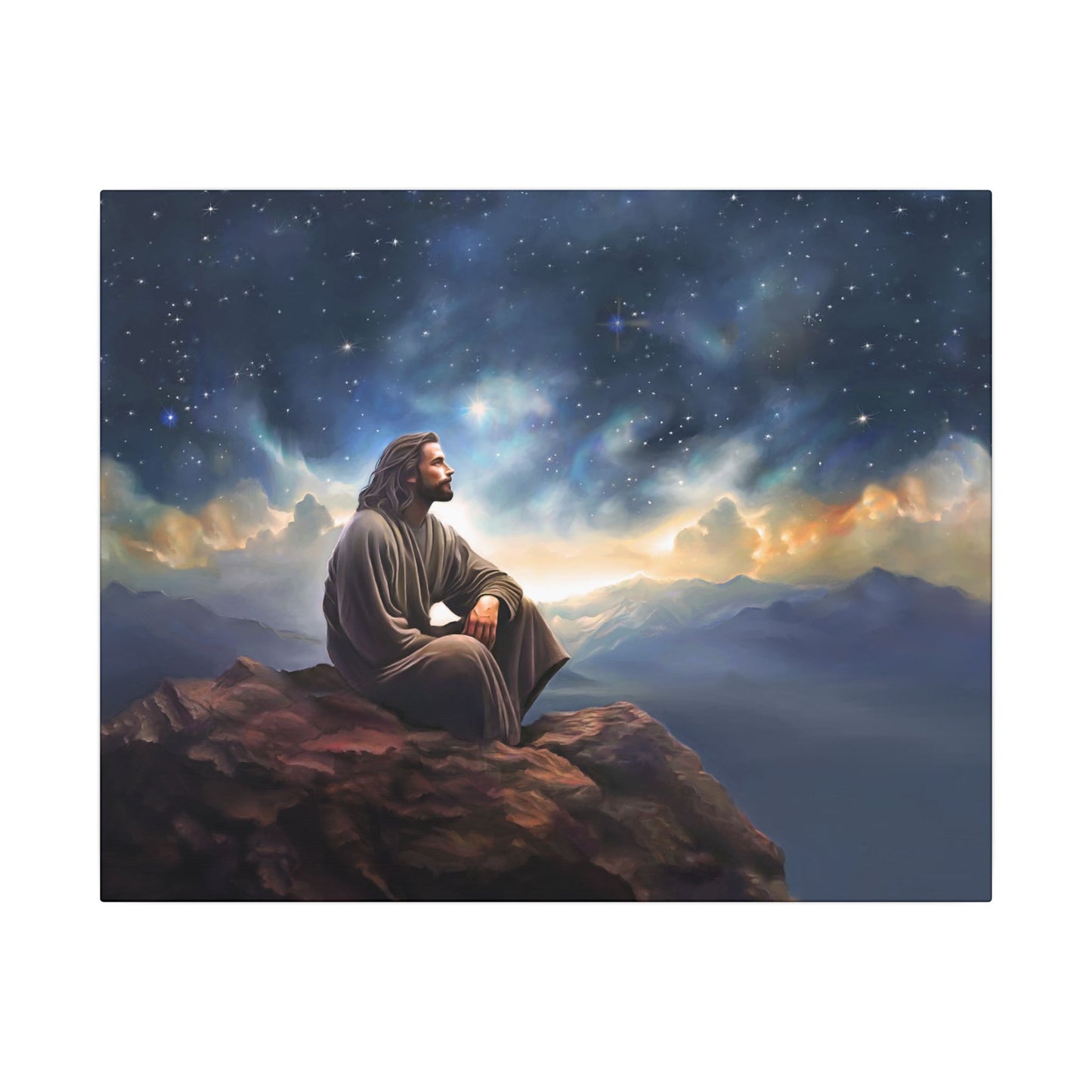 Jesus With The Stars, Fine Art Canvas Print, many sizes, Canvas, Christian Gift, Christian art, Missionary Gift
