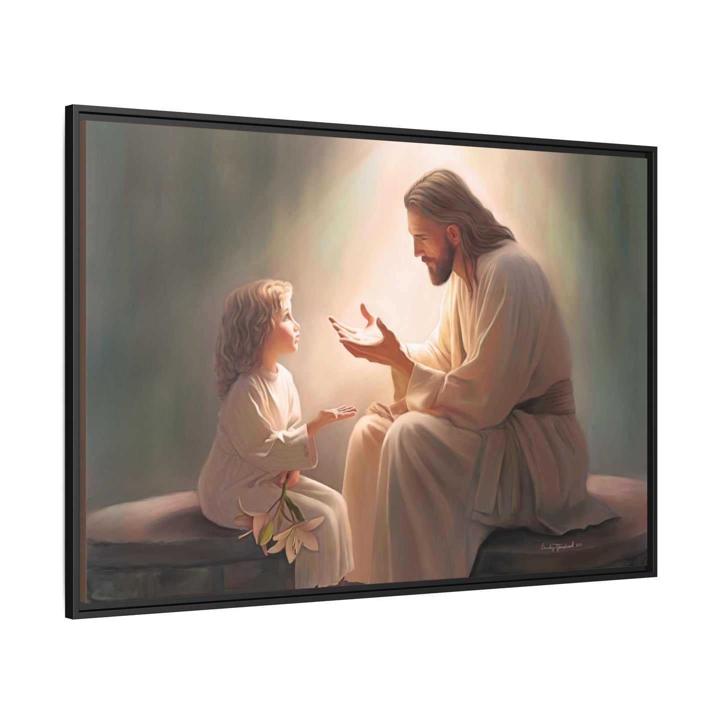 We are His Children, Fine Art Framed Canvas Print, Picture of Jesus, Jesus with a Child, Christian Gift, Christian Art, Jesus Christ Art with Child