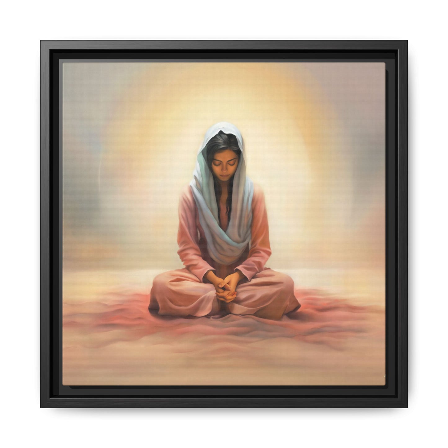 Stillness Christian Matte Canvas Print Artwork Framed, Female Discipleship Meditation Art, Stillness Artwork, Stillness Artwork, Framed (Multi-color)