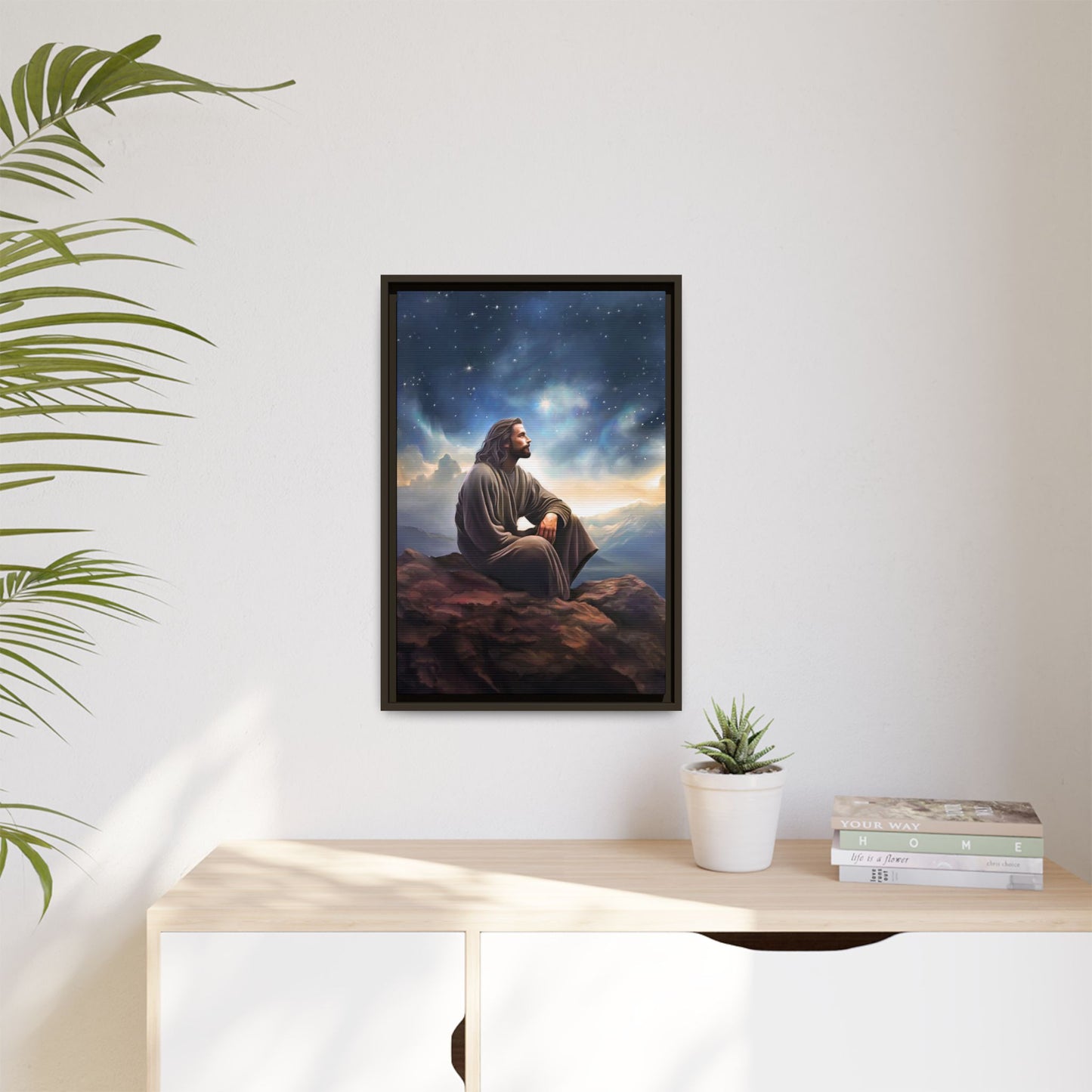Jesus With The Stars, Framed Fine Art Canvas Print of Handmade Art, many sizes, Christian Art, Christian Gifts