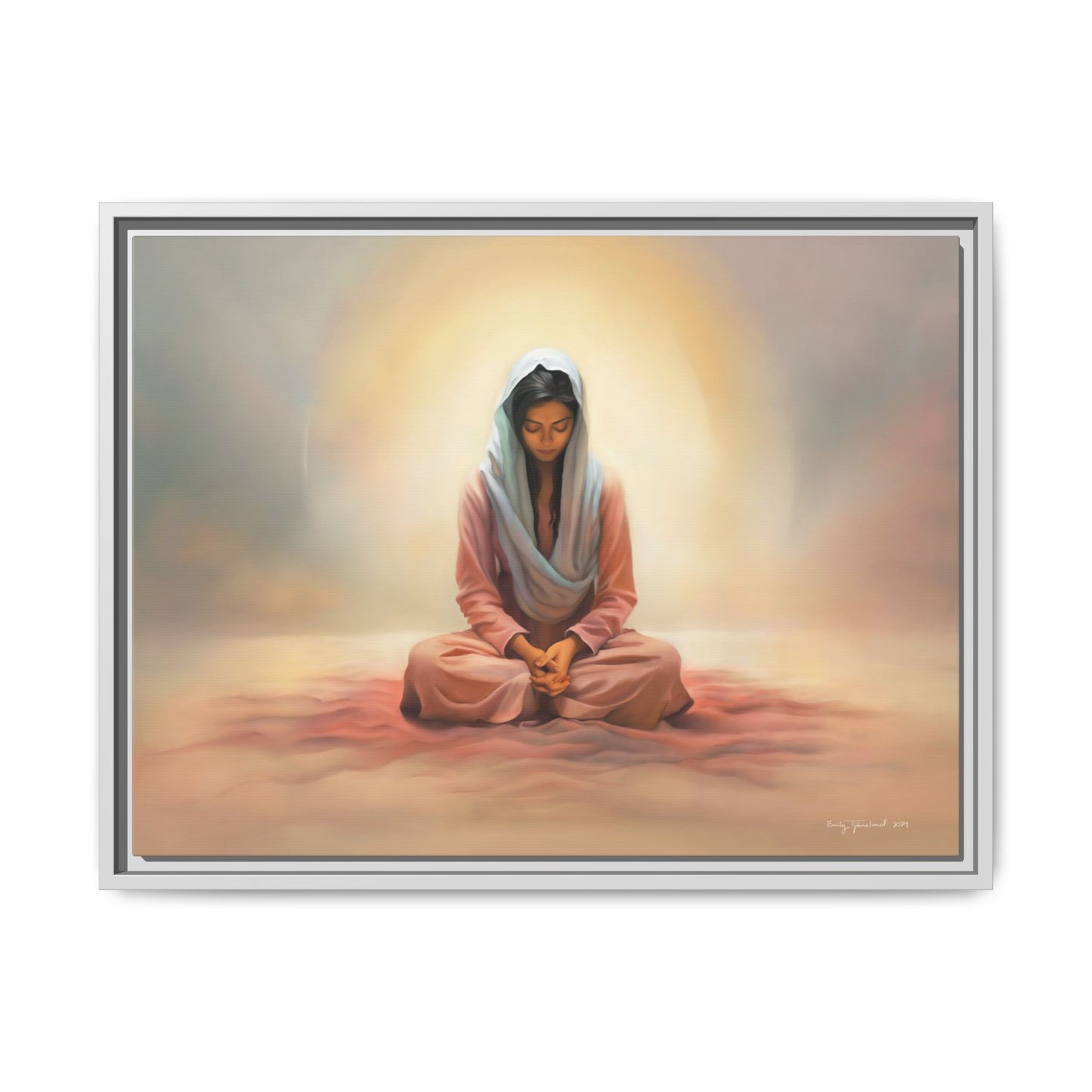 Stillness Christian Matte Canvas Print Artwork Framed, Female Discipleship Meditation Art, Stillness Artwork, Stillness Artwork, Framed (Multi-color)
