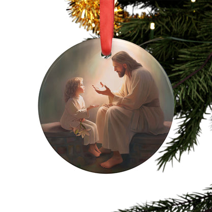 Acrylic Jesus Ornament with Ribbon, Christmas Ornament