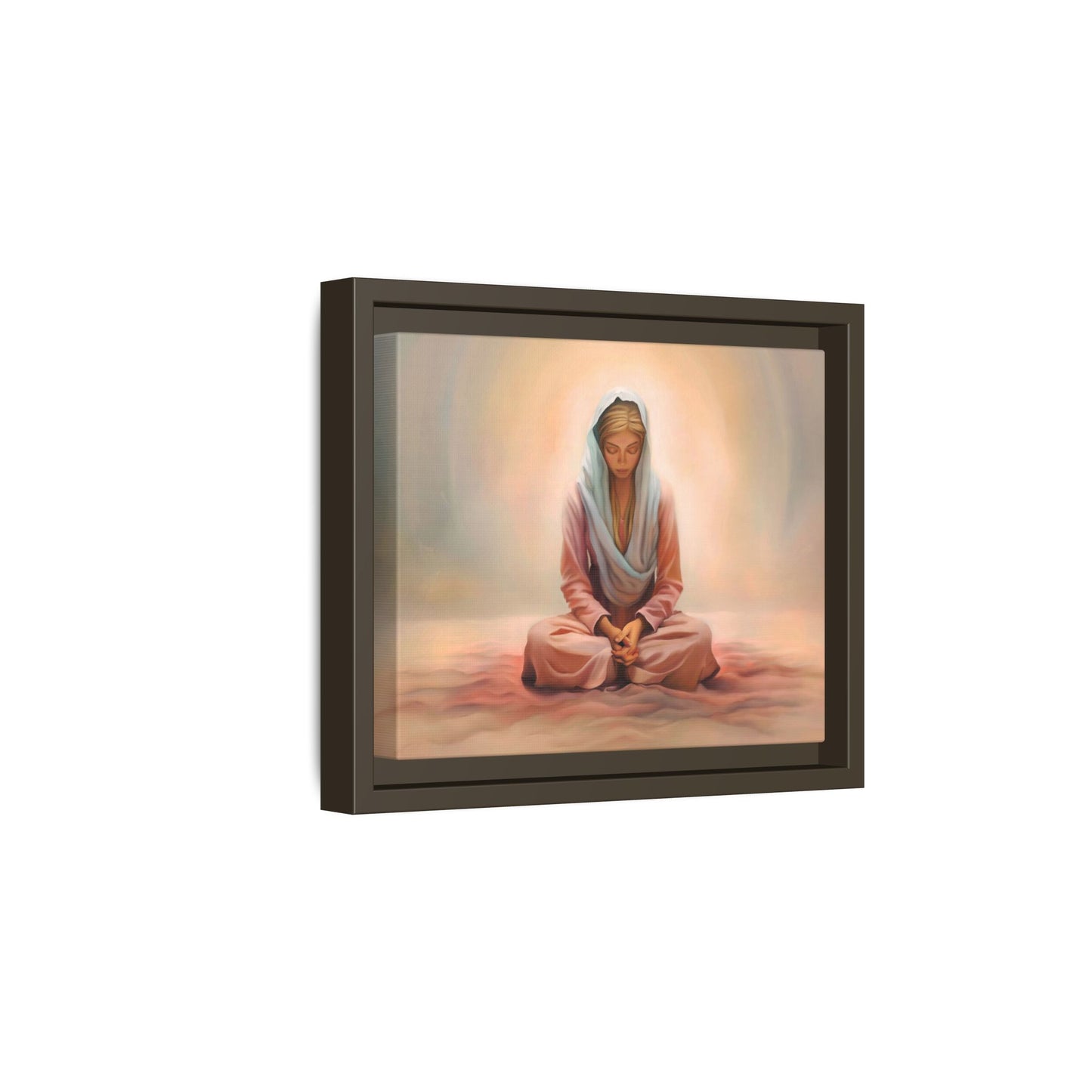 Stillness Framed Canvas Wall Art, Serene Meditation Decor, Spiritual Mindfulness Gift, Tranquil Room Accent, Woman Religious Art