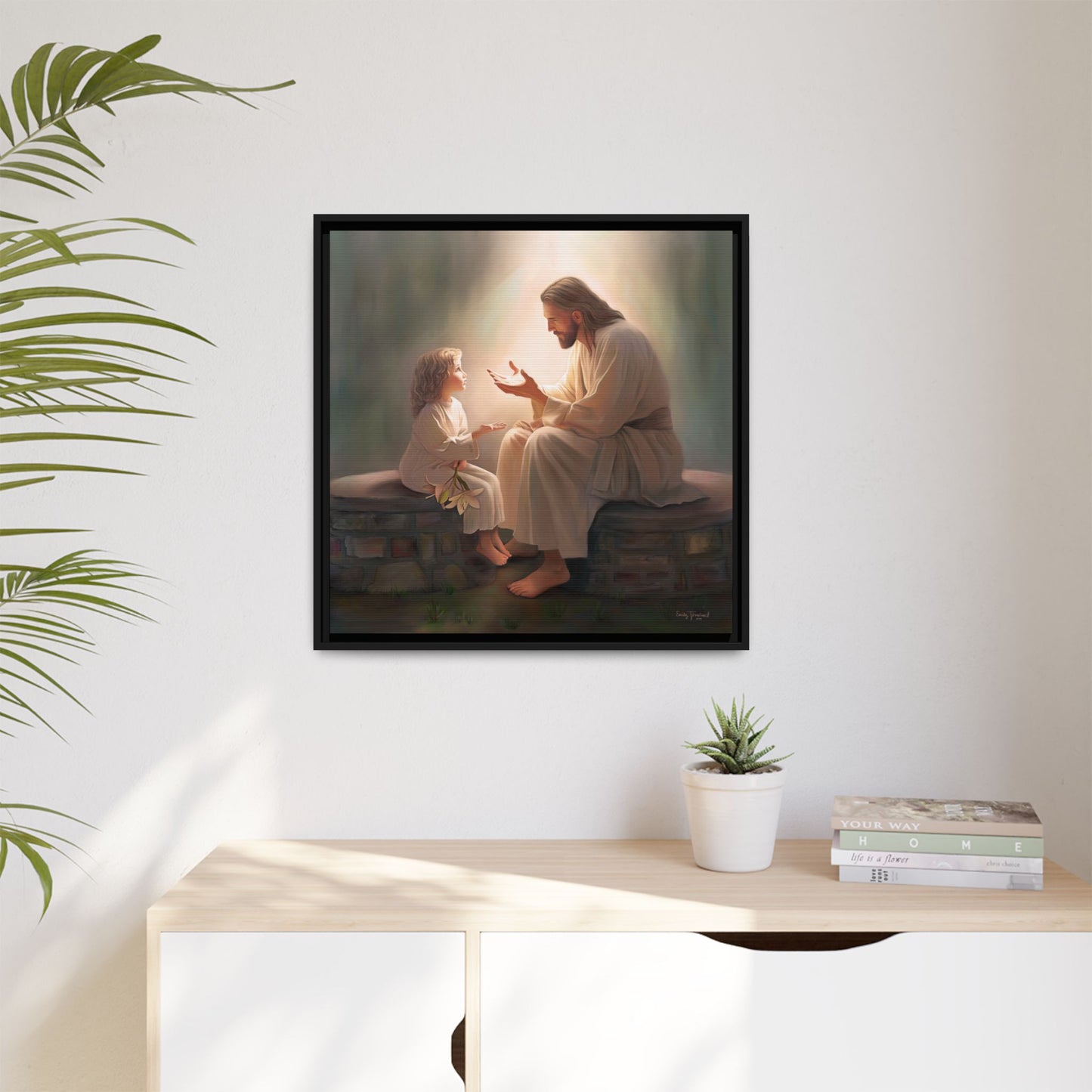 You Are The Light Fine Art Canvas Print, Framed, Picture of Jesus, Christian Gift, Christian Art, Jesus Christ Art with Child, Framed