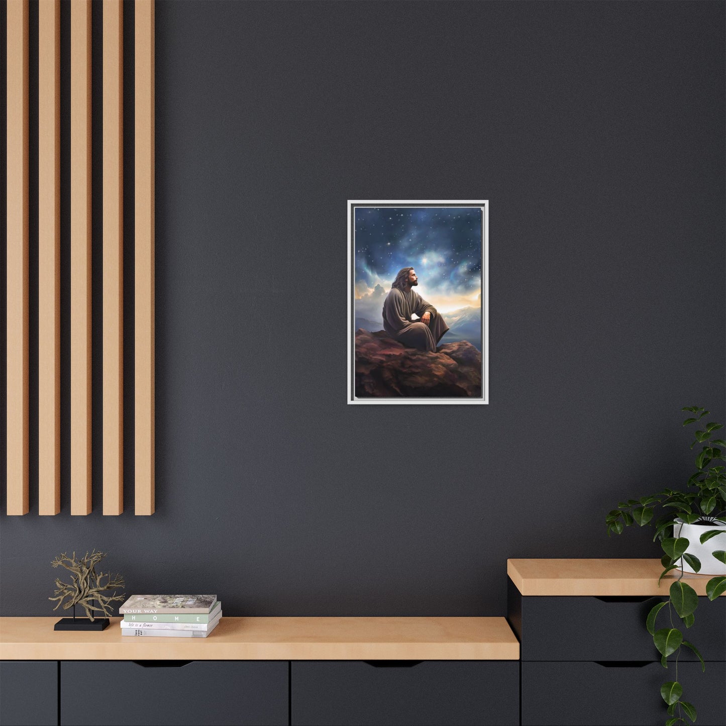 Jesus With The Stars, Framed Fine Art Canvas Print of Handmade Art, many sizes, Christian Art, Christian Gifts