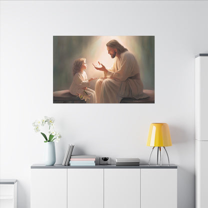 You Are The Light, fine art canvas print, Christian artwork, Jesus with a child, Jesus Christ with a little girl, Consider The Lillies