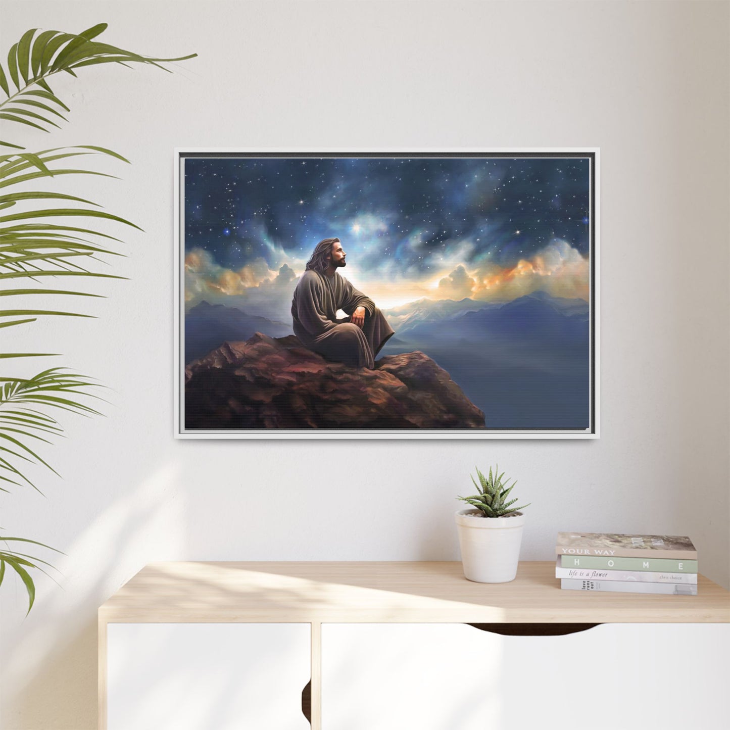 Jesus With The Stars, Framed Fine Art Canvas Print of Handmade Art, many sizes, Christian Art, Christian Gifts