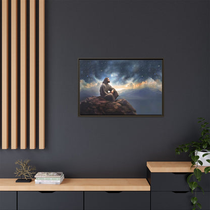 Jesus with The Stars, Canvas Print Art Framed, Jesus Christ Handmade Artwork, Deep Meditative Christian Gift