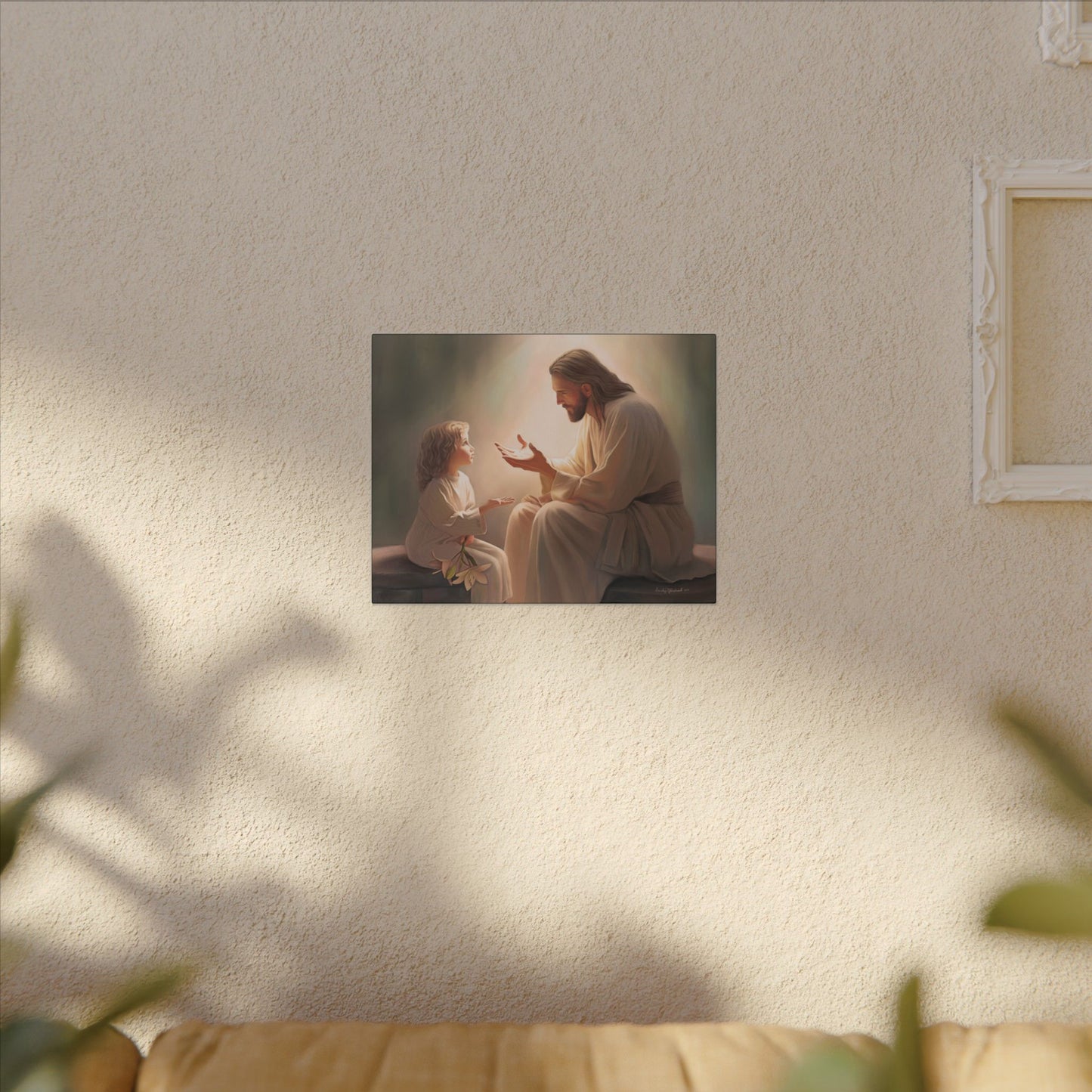 You Are The Light, fine art canvas print, Christian artwork, Jesus with a child, Jesus Christ with a little girl, Consider The Lillies