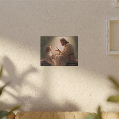 You Are The Light, fine art canvas print, Christian artwork, Jesus with a child, Jesus Christ with a little girl, Consider The Lillies