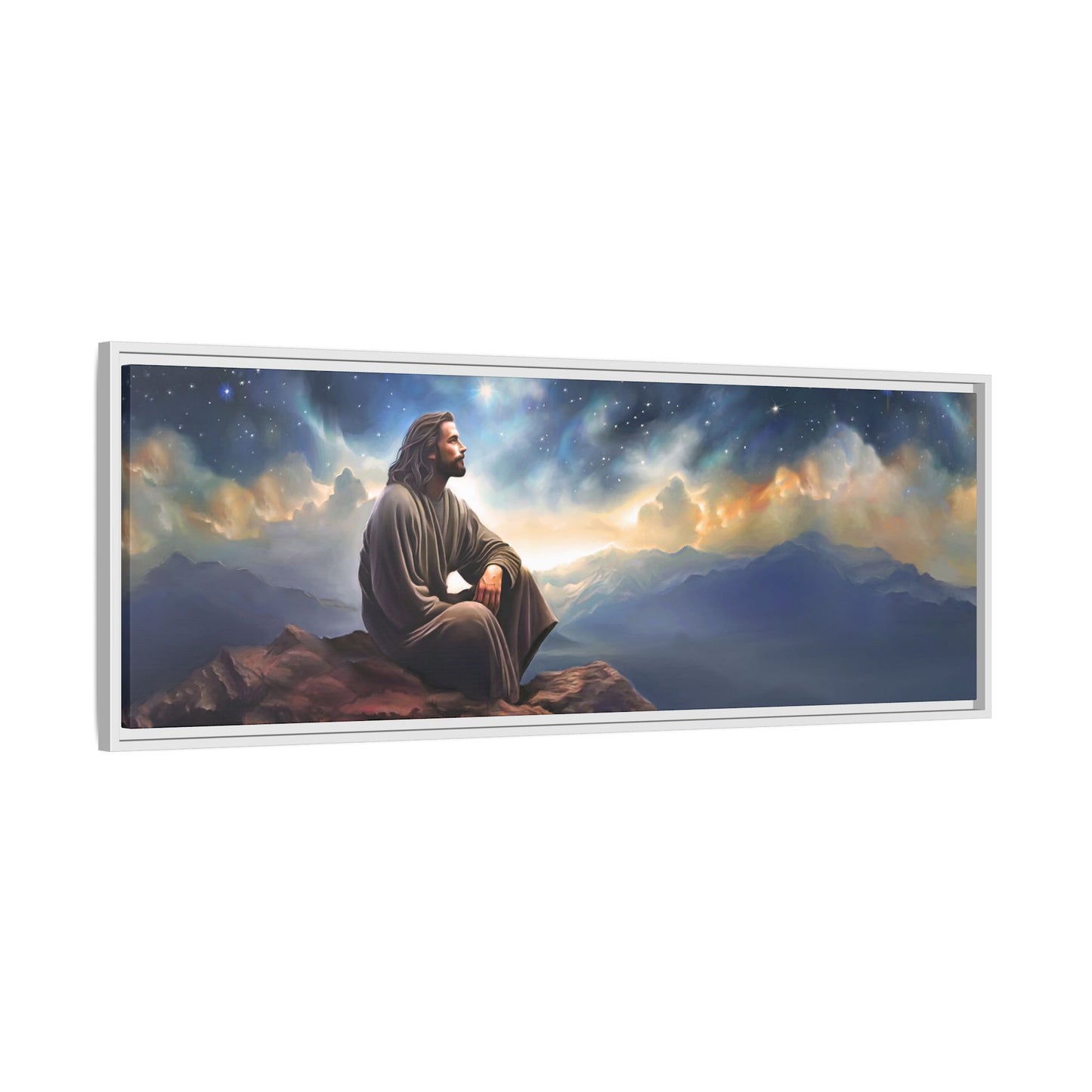 Jesus With The Stars, Framed Fine Art Canvas Print of Handmade Art, many sizes, Christian Art, Christian Gifts