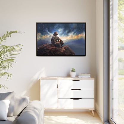 Jesus with The Stars, Canvas Print Art Framed, Jesus Christ Handmade Artwork, Deep Meditative Christian Gift