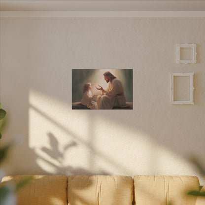 You Are The Light, fine art canvas print, Christian artwork, Jesus with a child, Jesus Christ with a little girl, Consider The Lillies