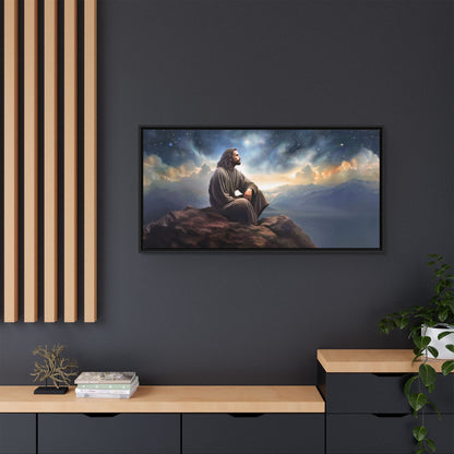 Jesus with The Stars, Canvas Print Art Framed, Jesus Christ Handmade Artwork, Deep Meditative Christian Gift