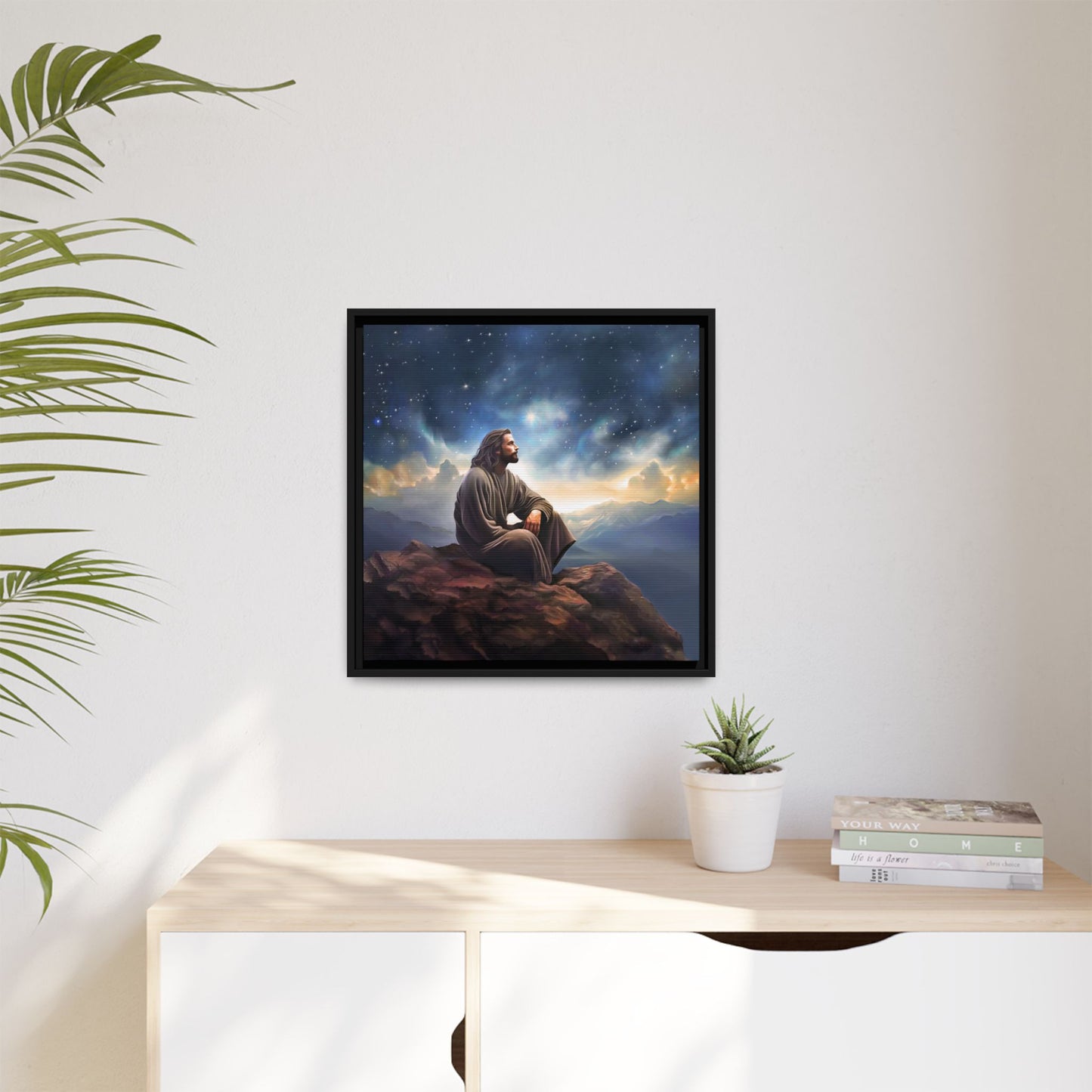 Jesus With The Stars, Framed Fine Art Canvas Print of Handmade Art, many sizes, Christian Art, Christian Gifts