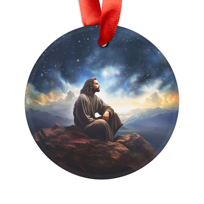 Jesus Christ Christmas Ornament, Christian Ornament with Ribbon