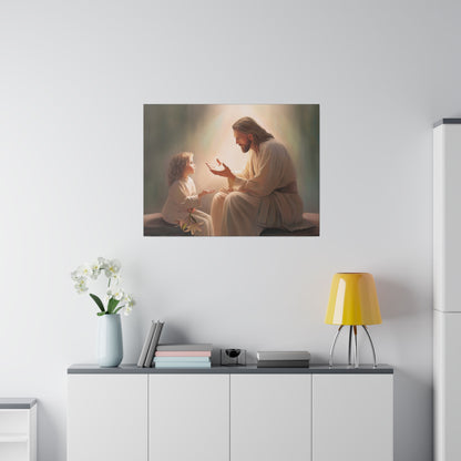 You Are The Light, fine art canvas print, Christian artwork, Jesus with a child, Jesus Christ with a little girl, Consider The Lillies