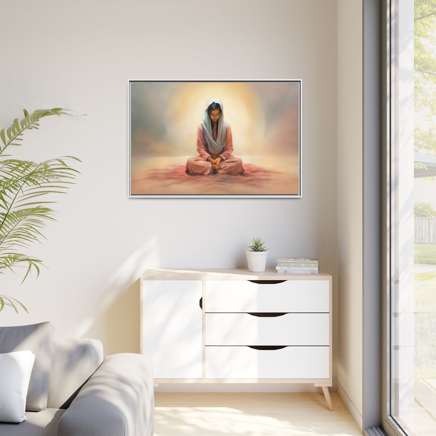 Stillness Canvas Print Artwork, Framed Wall Decor, Female Discipleship, Serene Stillness Painting, Multi-color Matte Picture