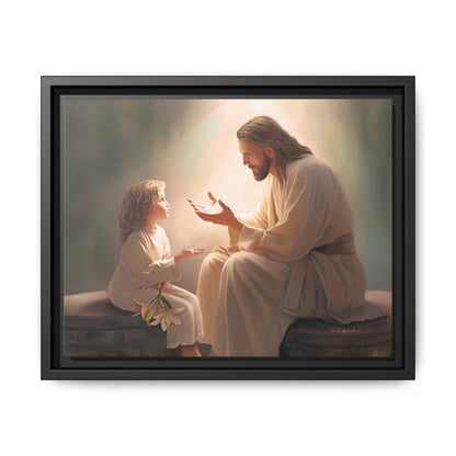 We are His Children, Fine Art Framed Canvas Print, Picture of Jesus, Jesus with a Child, Christian Gift, Christian Art, Jesus Christ Art with Child