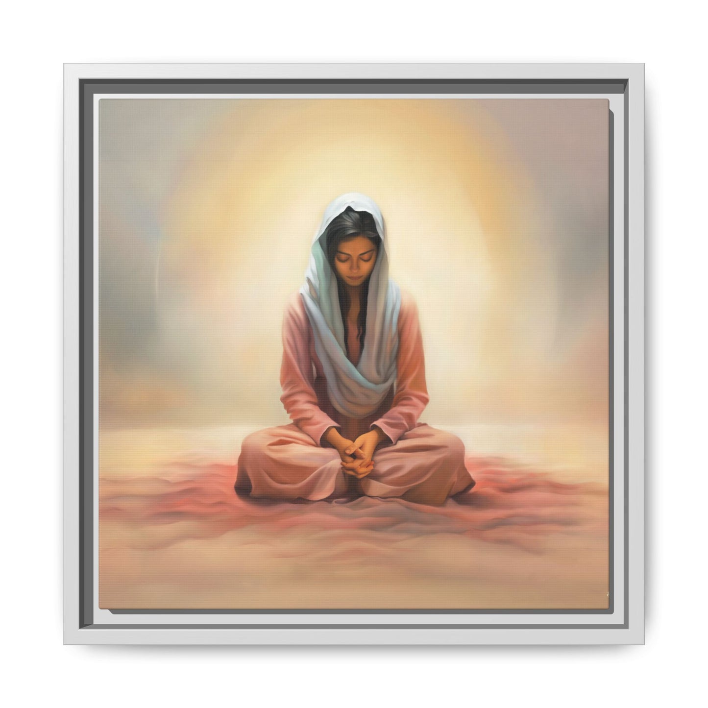 Stillness Christian Matte Canvas Print Artwork Framed, Female Discipleship Meditation Art, Stillness Artwork, Stillness Artwork, Framed (Multi-color)